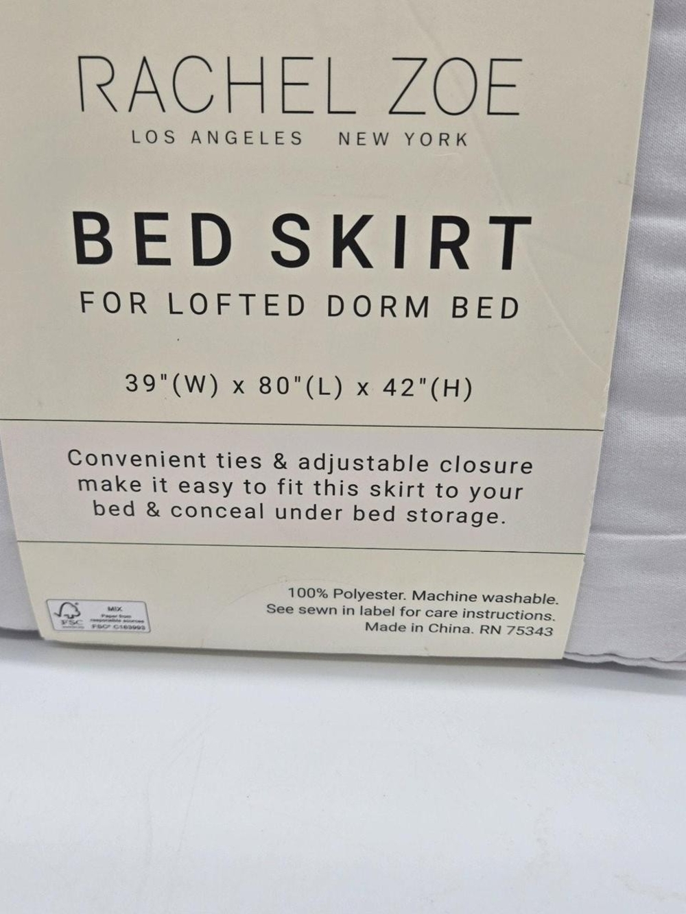 LOFTED BED SKIRT Rachel Zoe White 42" Drop TWIN XL. DORM LIFE. COLLEGE - Picture 4 of 4